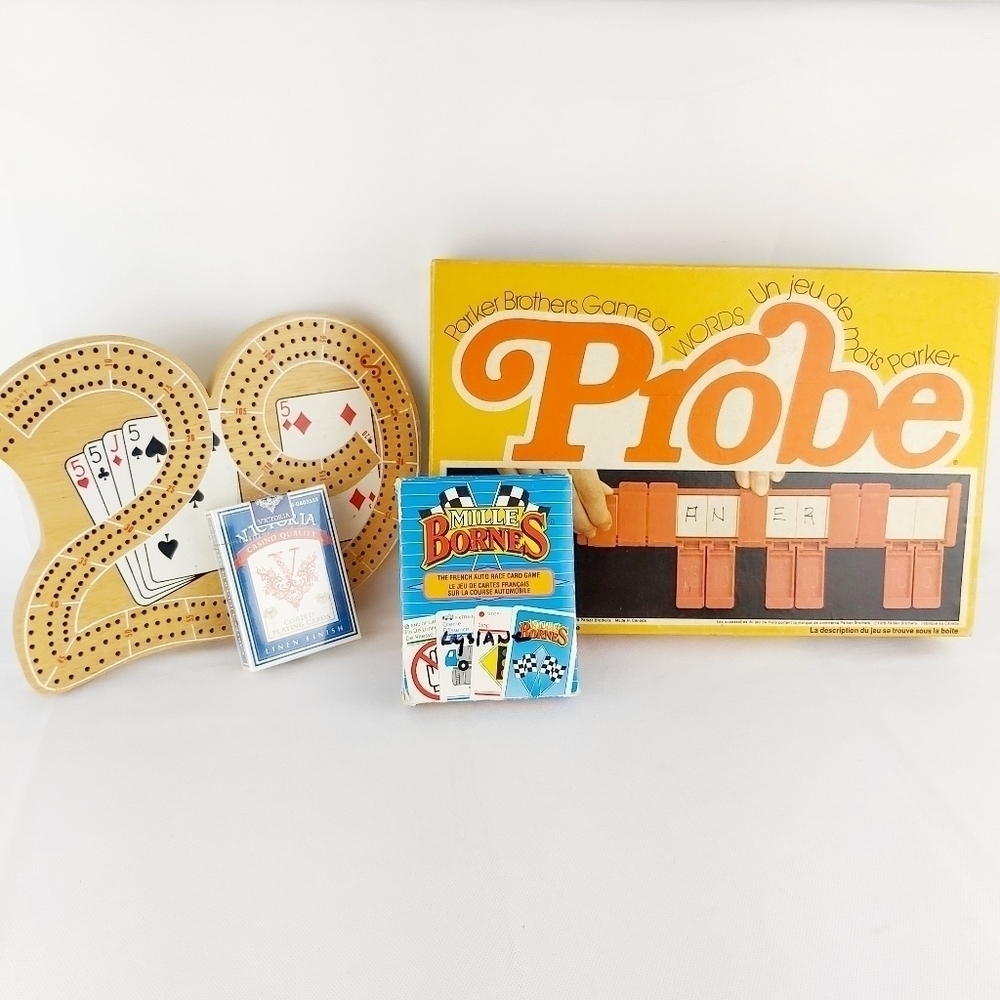4 games Probe and Mille Bornes (french) Cribbage